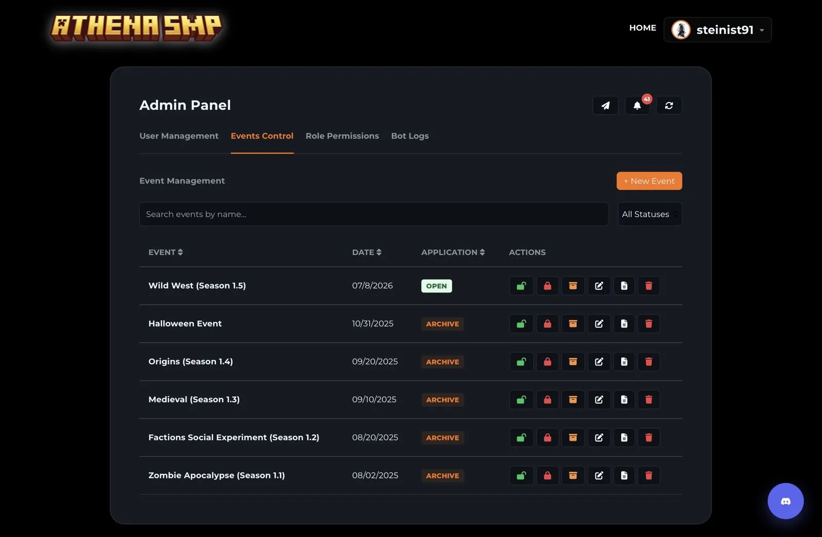 Athena SMP, screen 2